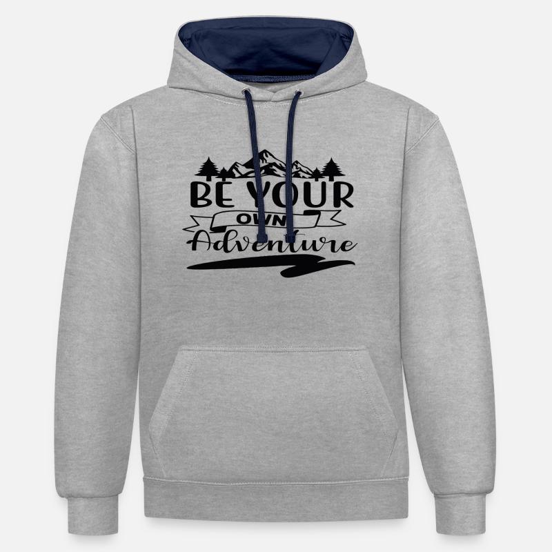 Soyez votre propre aventure - Sweat à capuche contrasté - gris chiné/bleu marine