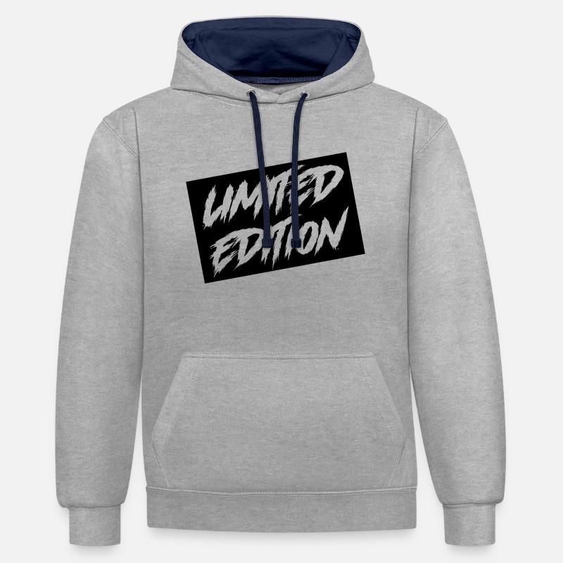 Édition limitée - Sweat à capuche contrasté - gris chiné/bleu marine