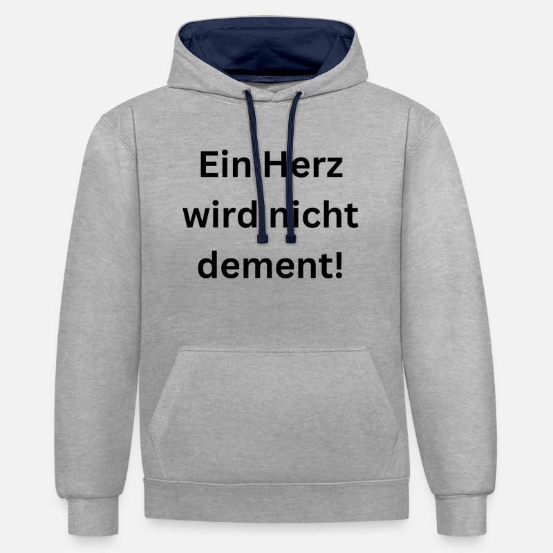 Ein Herz wird nicht dement - Kontrast-Hoodie - Grau meliert/Navy