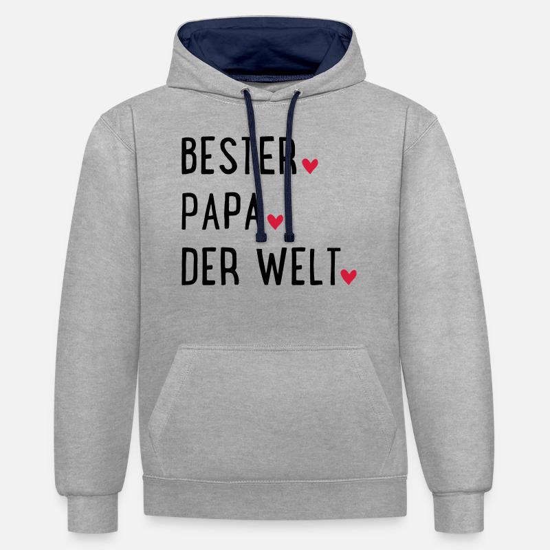 Bester Papa der Welt - Kontrast-Hoodie - Grau meliert/Navy