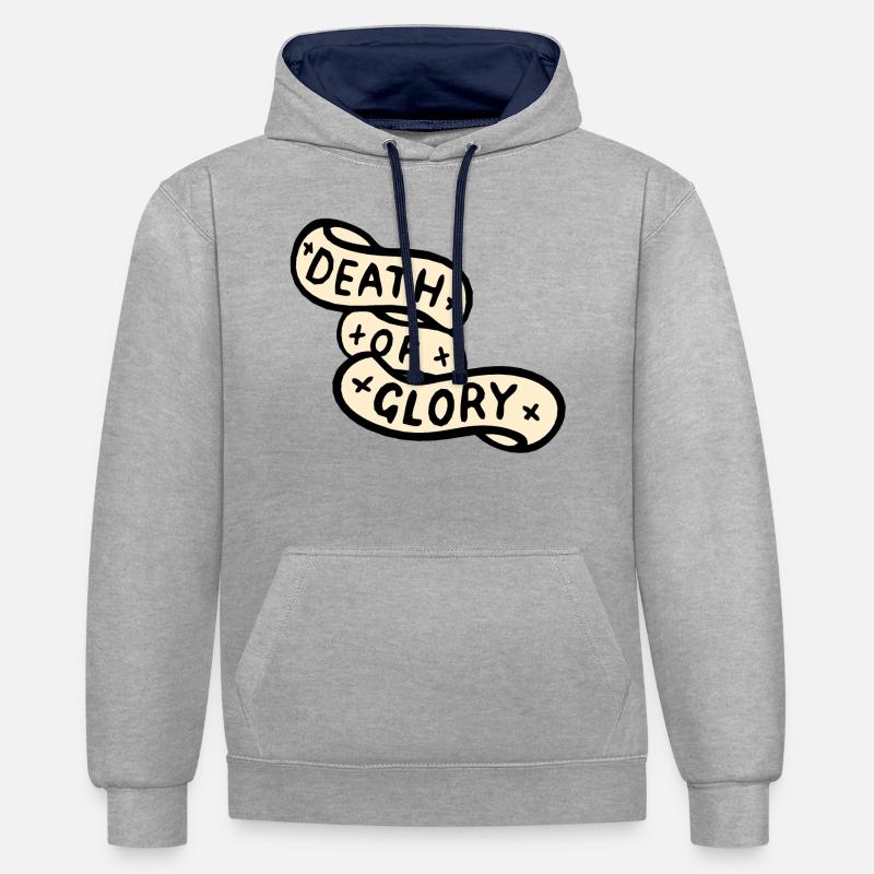 Tod oder Ruhm Banner Zitat - Kontrast-Hoodie - Grau meliert/Navy