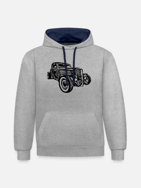 Hot Rod - Kontrast-Hoodie - Grau meliert/Navy