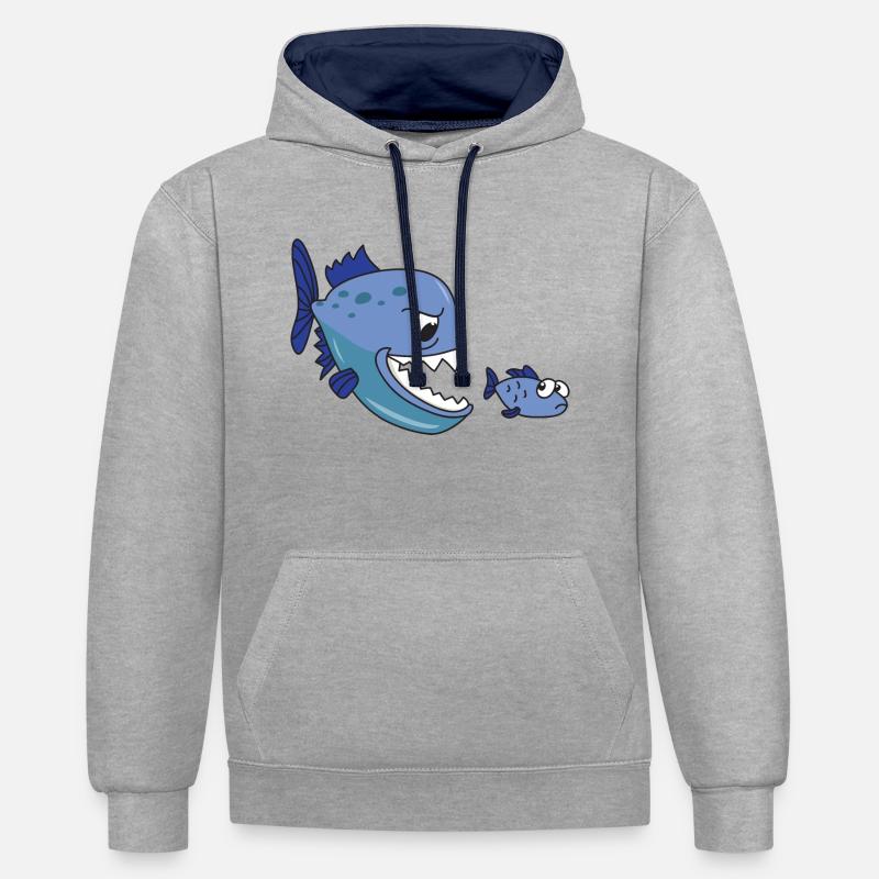 caribe - Sudadera con capucha contraste - gris jaspeado/azul marino