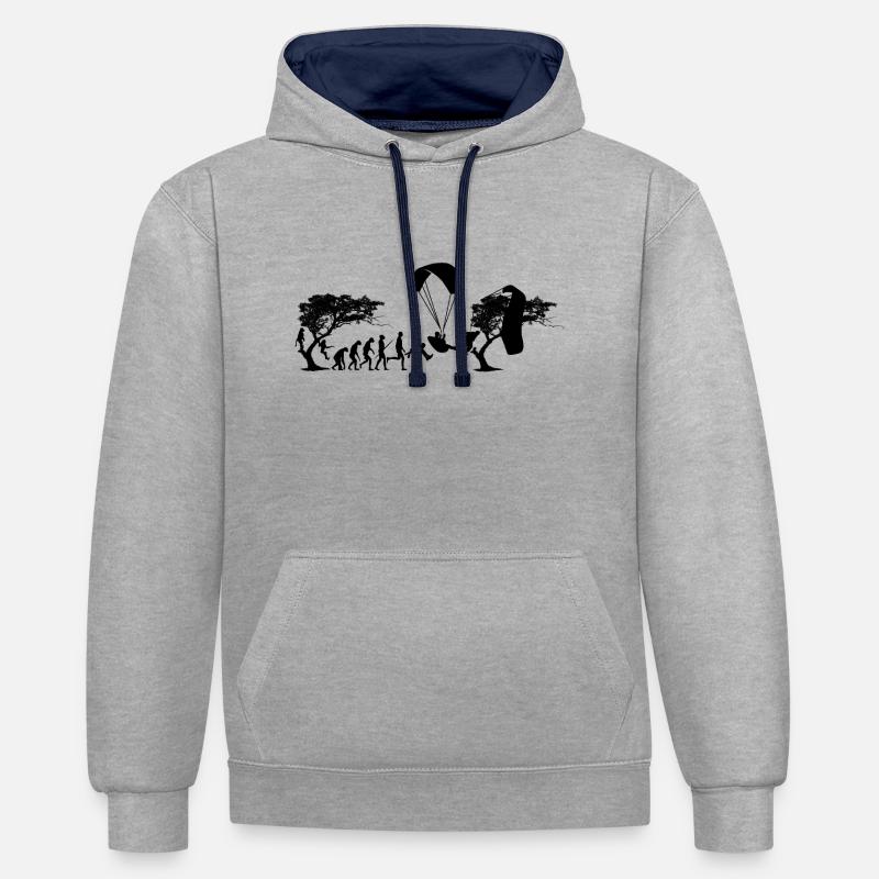 PG evolution - Sweat à capuche contrasté - gris chiné/bleu marine