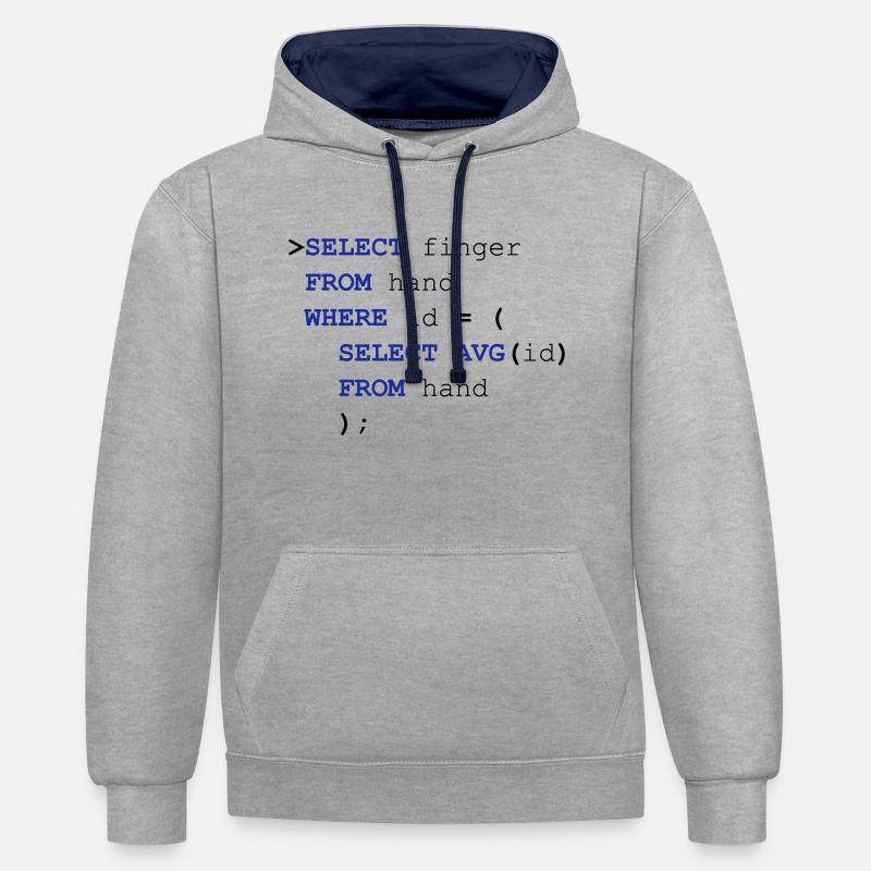 SQL doigt - Sweat à capuche contrasté - gris chiné/bleu marine