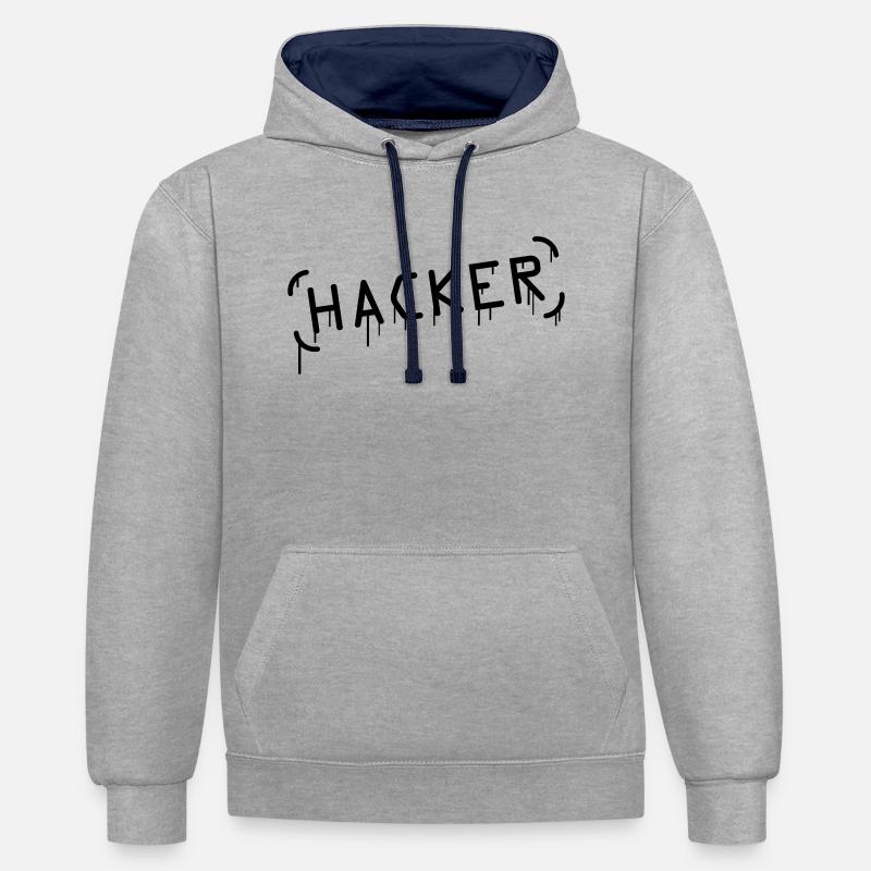 Hacker Graffiti - Sweat à capuche contrasté - gris chiné/bleu marine