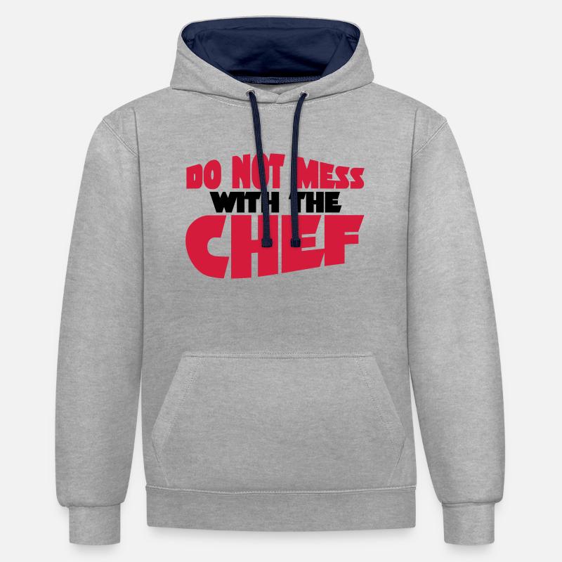 chef - Sweat à capuche contrasté - gris chiné/bleu marine