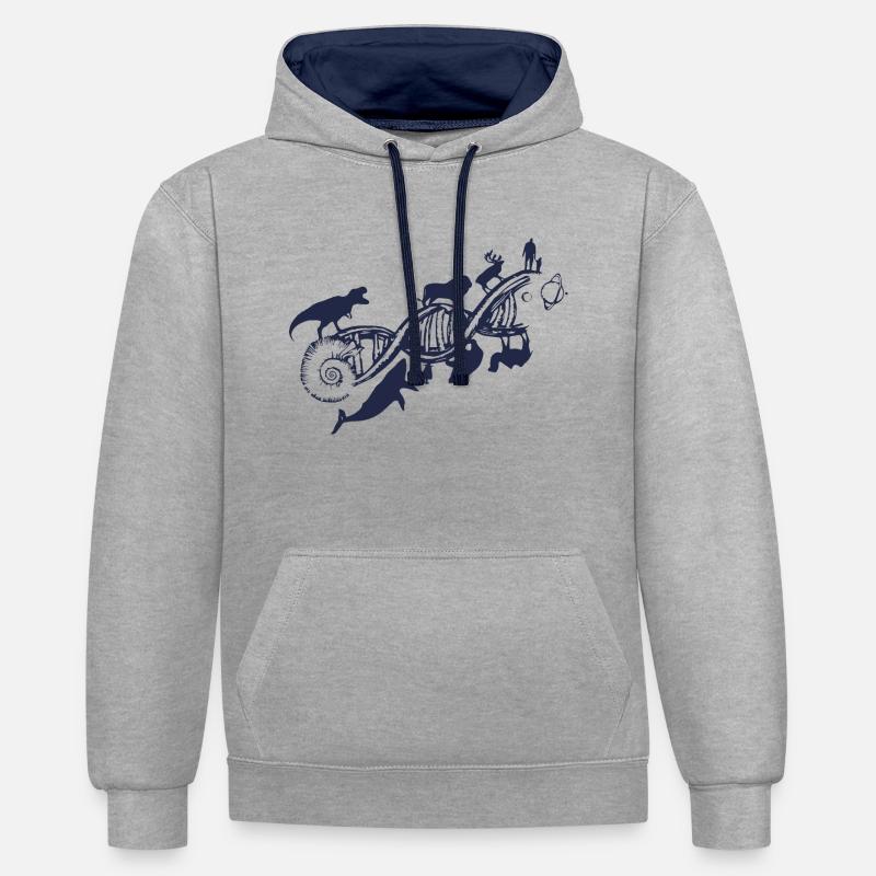 évolution - Sweat à capuche contrasté - gris chiné/bleu marine