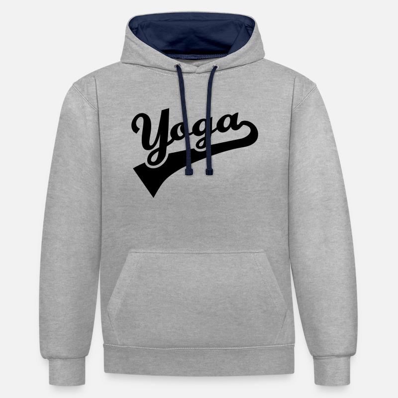 Yoga - Sweat à capuche contrasté - gris chiné/bleu marine