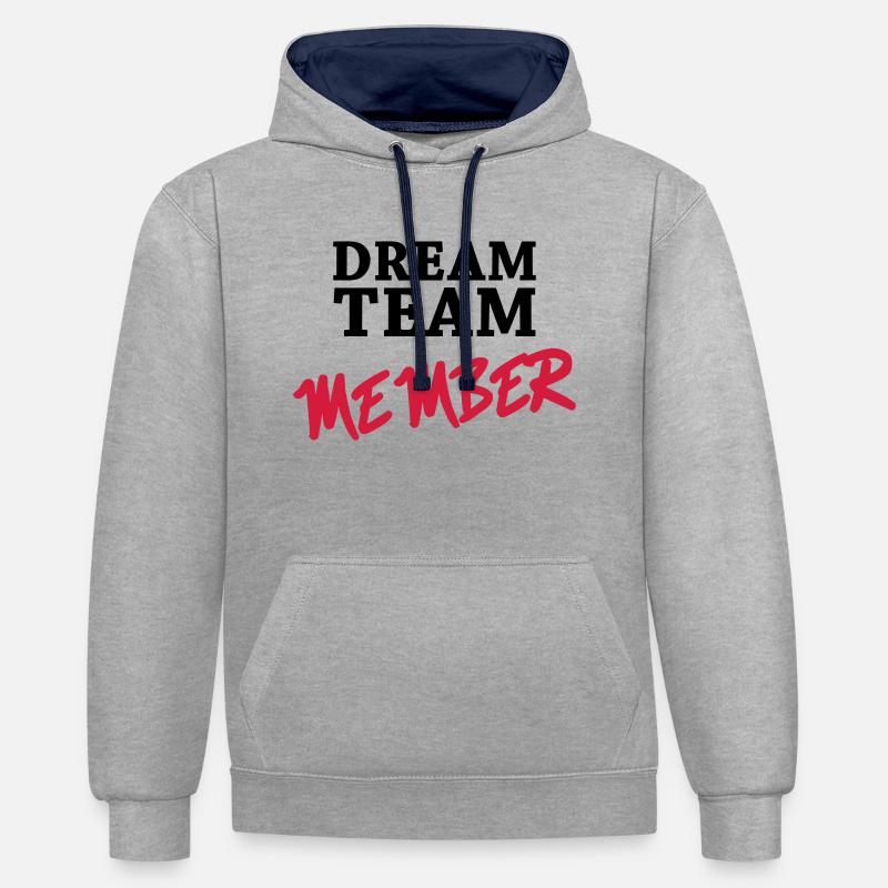 Dream Team Member - Sweat à capuche contrasté - gris chiné/bleu marine