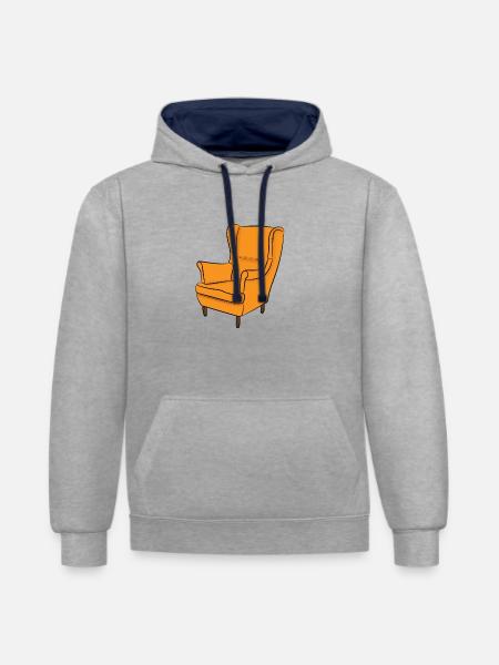 Sessel, Möbel, Komfort, - Kontrast-Hoodie - Grau meliert/Navy
