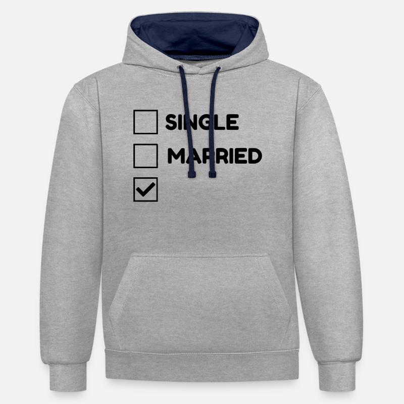 A Personnaliser / Custom / Customiser / Customize - Sweat à capuche contrasté - gris chiné/bleu marine