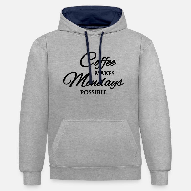 Coffee makes mondays possible - Sweat à capuche contrasté - gris chiné/bleu marine