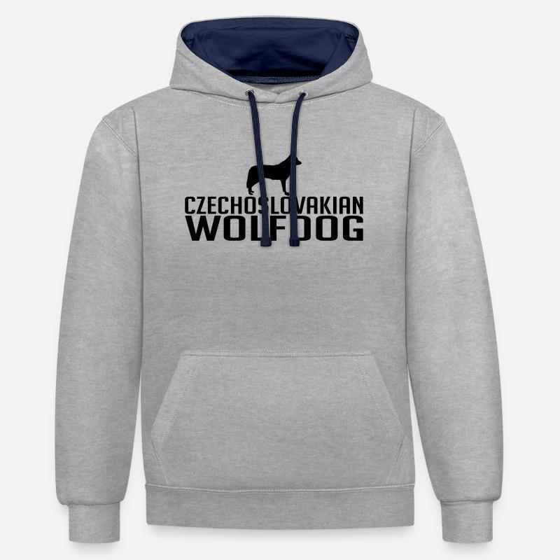 CZECHOSLOVAKIAN WOLFDOG RACE - Sweat à capuche contrasté - gris chiné/bleu marine