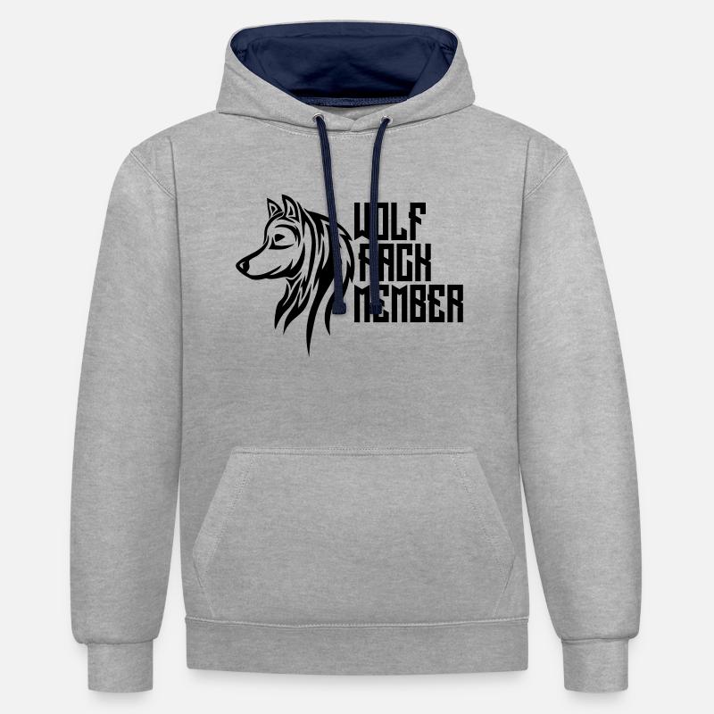 Membres wolf pack - Sweat à capuche contrasté - gris chiné/bleu marine