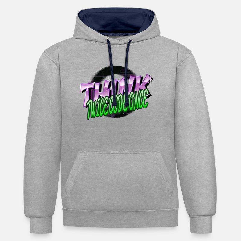 frontend developer statement quote - Kontrast-Hoodie - Grau meliert/Navy