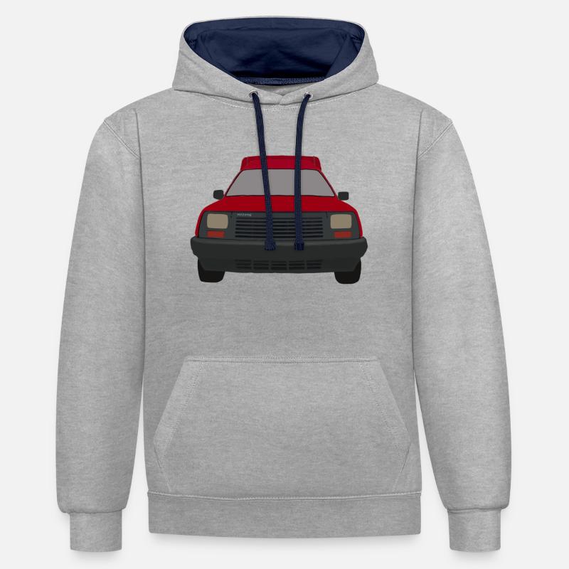 Fourgonnette Oldtimer Van Car - Sweat à capuche contrasté - gris chiné/bleu marine