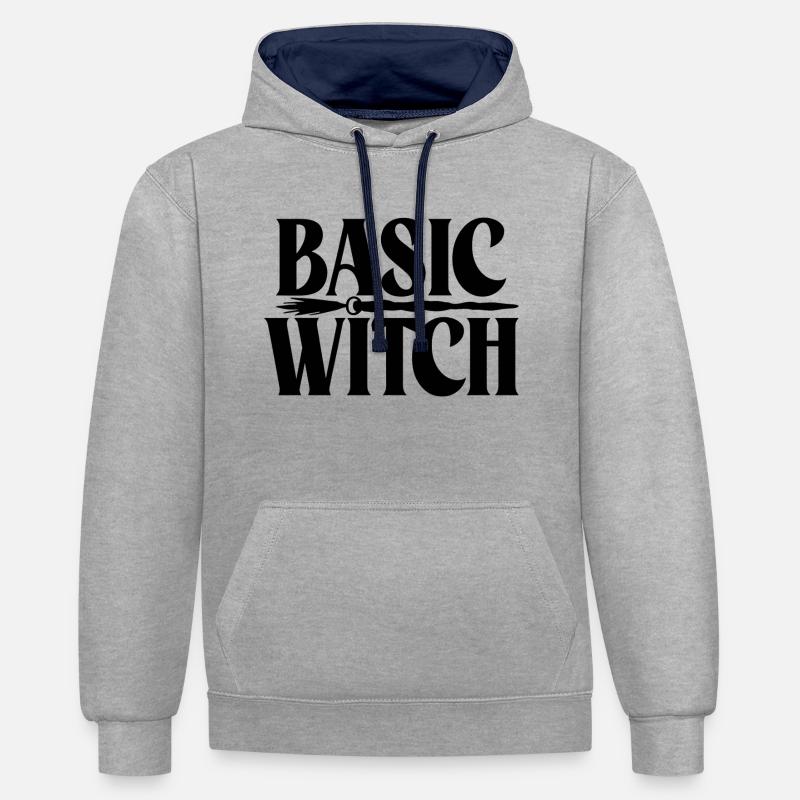 Sorcière de base - Sweat à capuche contrasté - gris chiné/bleu marine