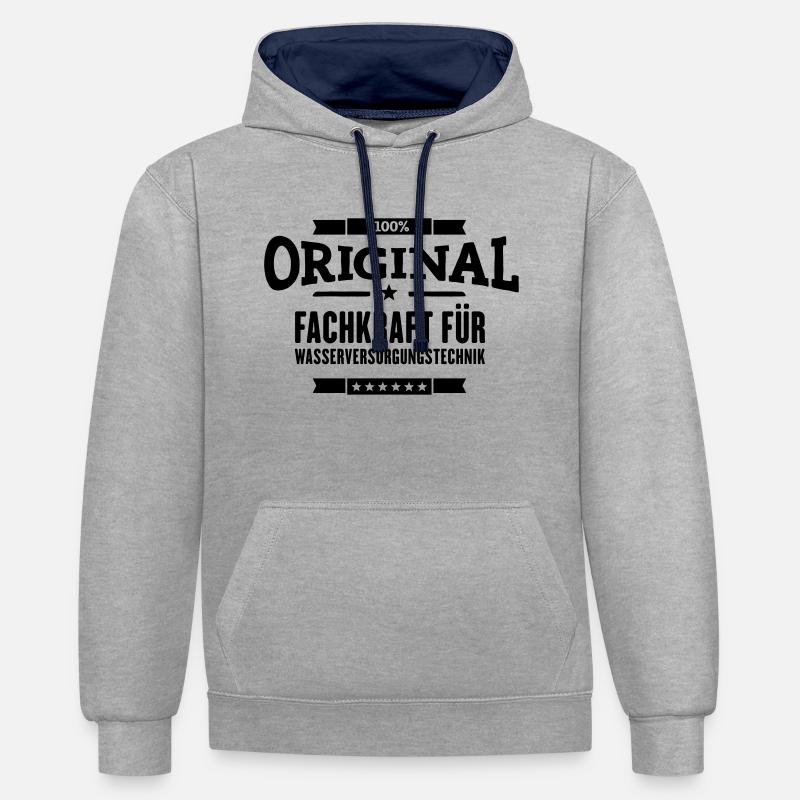 Wasserversorgungstechnik - Kontrast-Hoodie - Grau meliert/Navy