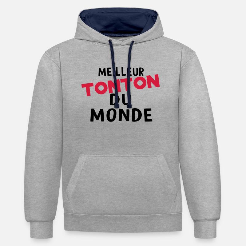 meilleur tonton dU MONDE - Sweat à capuche contrasté - gris chiné/bleu marine