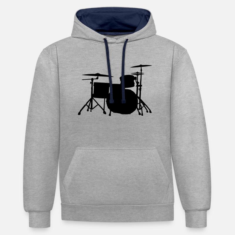 Batteries Silhouette ReDesign 2 - Sweat à capuche contrasté - gris chiné/bleu marine