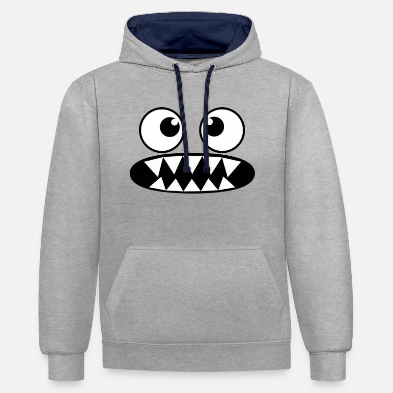 Nom nom - Sweat à capuche contrasté - gris chiné/bleu marine