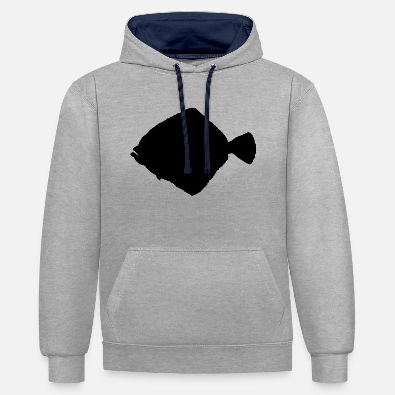 turbot - Sweat à capuche contrasté - gris chiné/bleu marine