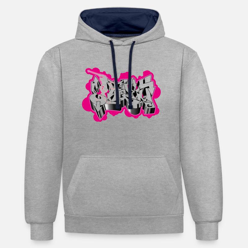 Graffiti Extrem - Sweat à capuche contrasté - gris chiné/bleu marine