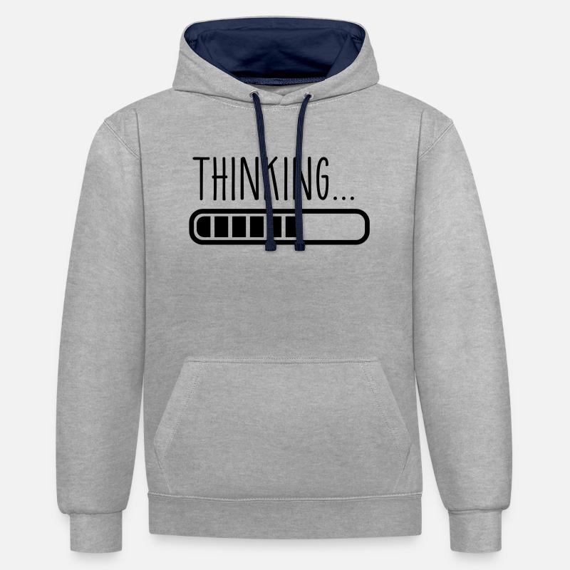 loading thinking - Sweat à capuche contrasté - gris chiné/bleu marine