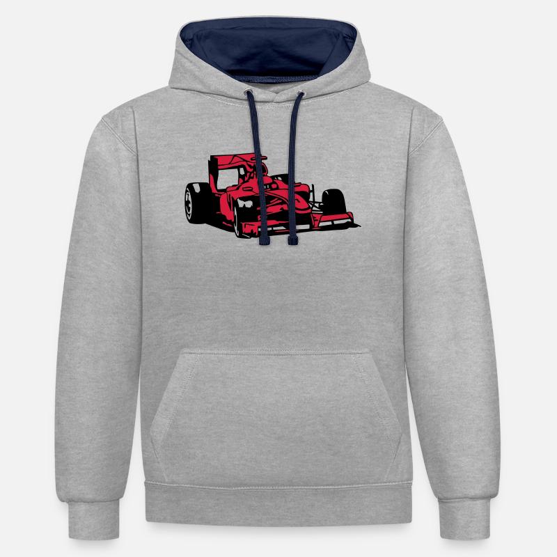 cb47_formula1_2c - Sweat à capuche contrasté - gris chiné/bleu marine