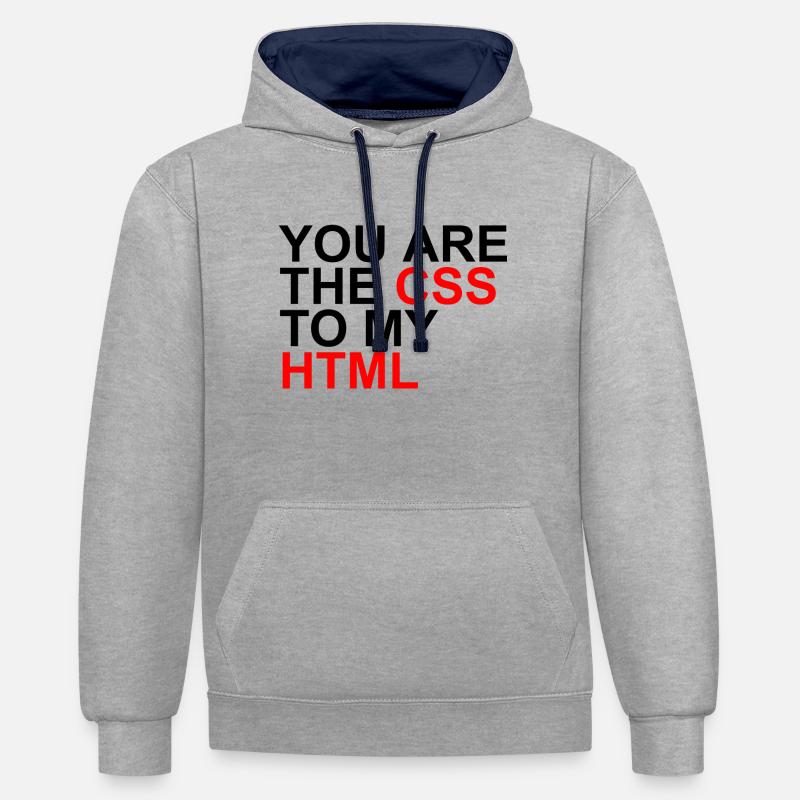 css à mon html - Sweat à capuche contrasté - gris chiné/bleu marine