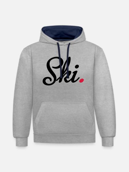 ski - Kontrast-Hoodie - Grau meliert/Navy