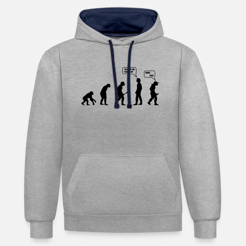 Swag Yolo Evolution - Sweat à capuche contrasté - gris chiné/bleu marine