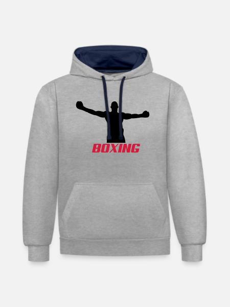 boxing2 - Kontrast-Hoodie - Grau meliert/Navy
