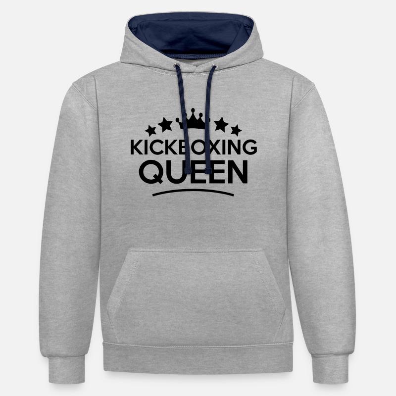 kickboxing queen stars - Sweat à capuche contrasté - gris chiné/bleu marine