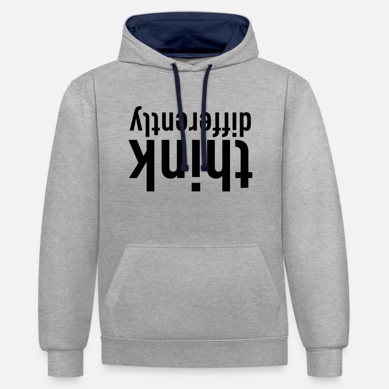 Think Differently (fr) - Sweat à capuche contrasté - gris chiné/bleu marine