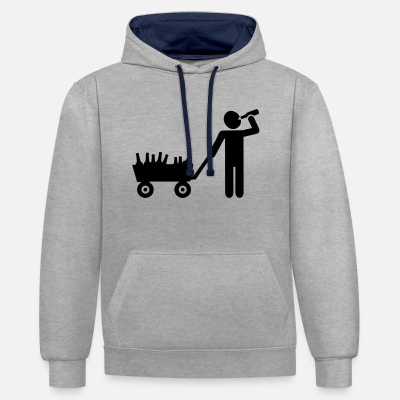 Alkohol - Kontrast-Hoodie - Grau meliert/Navy