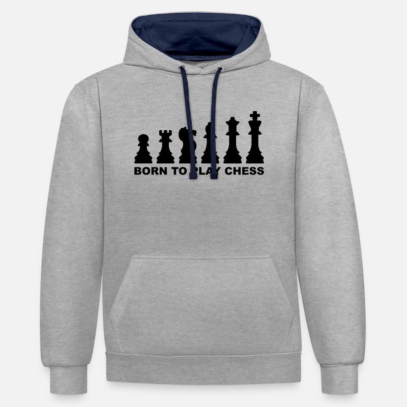 Evolution Chess - Contrast hoodie - heather grey/navy