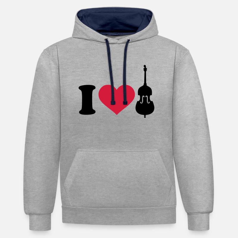 Kontrabass - Kontrast-Hoodie - Grau meliert/Navy