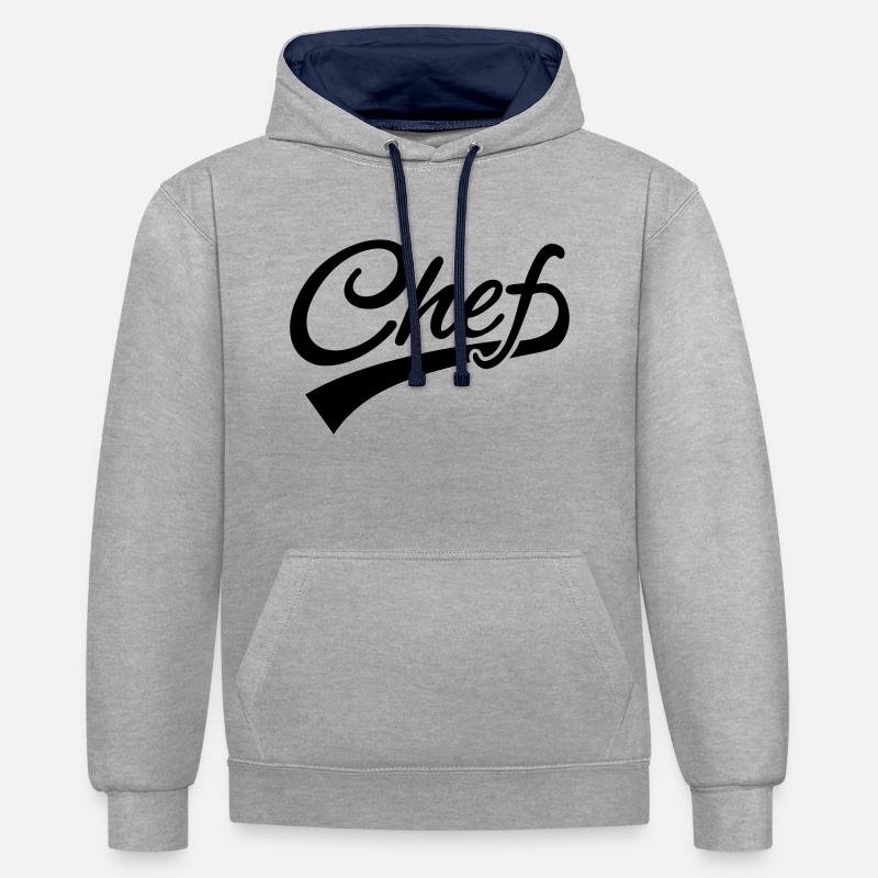 Chef - Sweat à capuche contrasté - gris chiné/bleu marine