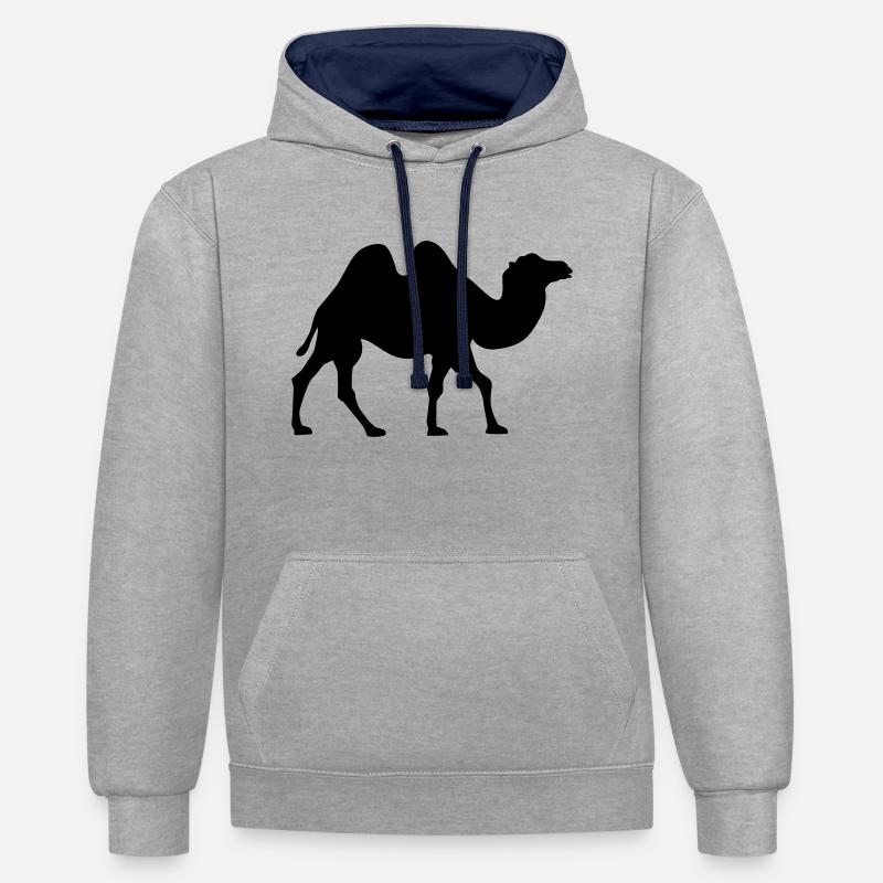 Kamel - Kontrast-Hoodie - Grau meliert/Navy