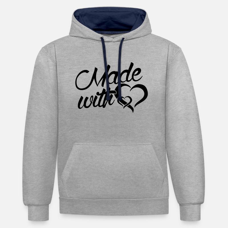 Faite avec coeur - bébé - - Sweat à capuche contrasté - gris chiné/bleu marine