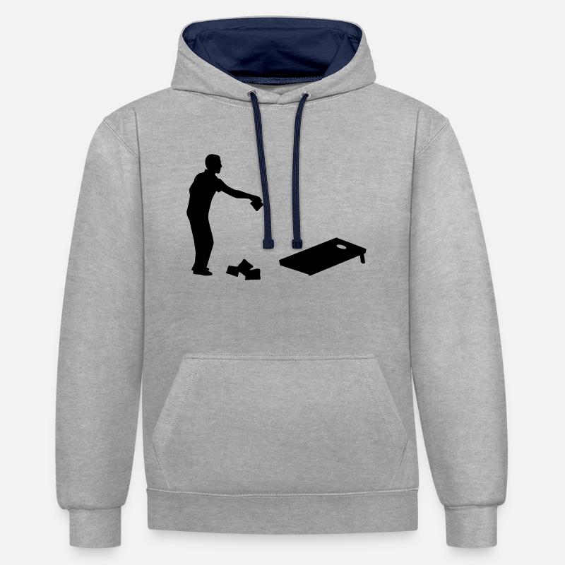 Cornhole - Sweat à capuche contrasté - gris chiné/bleu marine