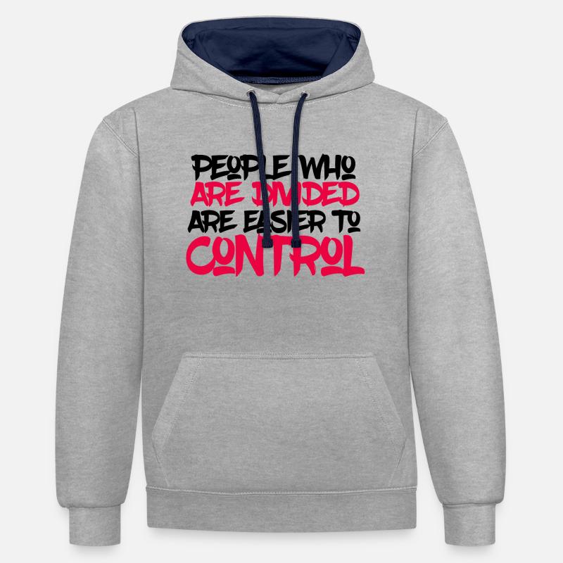 Diviser et conquérir - Sweat à capuche contrasté - gris chiné/bleu marine