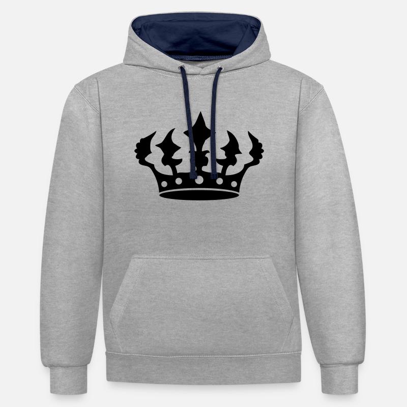 Conception de couronne dentelée - Sweat à capuche contrasté - gris chiné/bleu marine