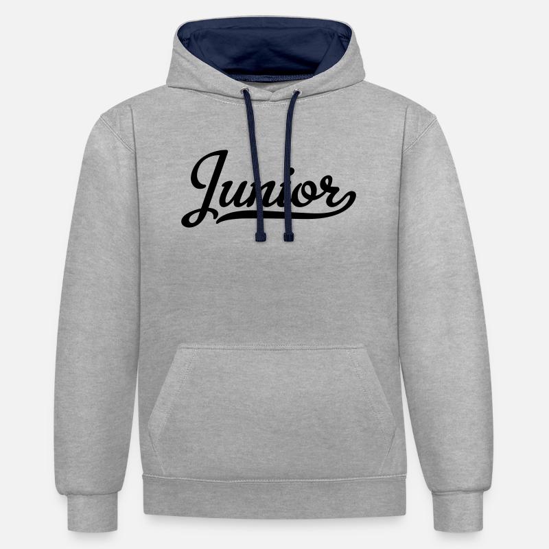 Junior - Sweat à capuche contrasté - gris chiné/bleu marine
