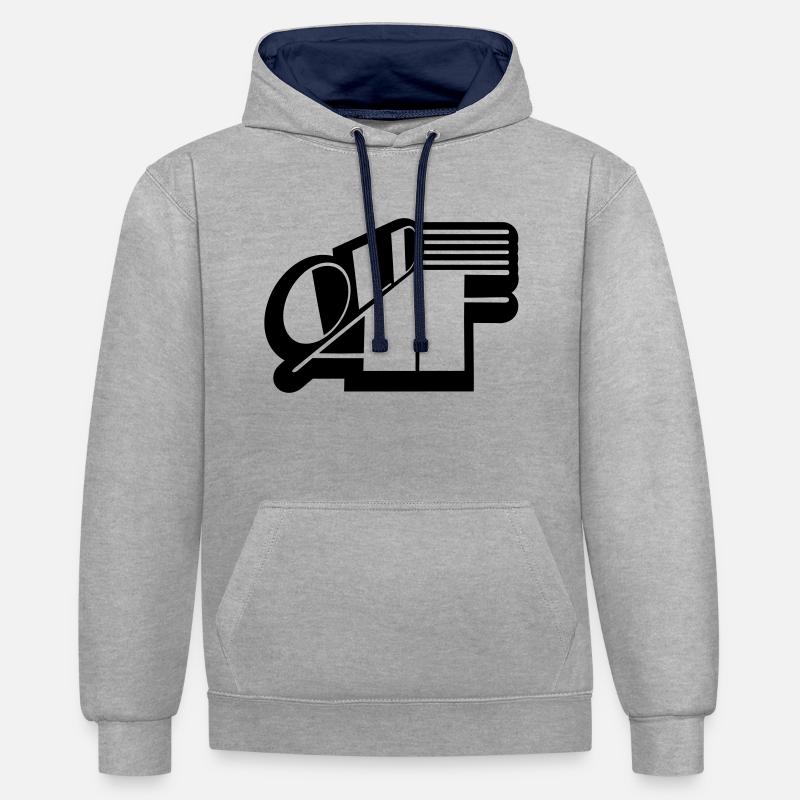 ancien logo de texte AF - Sweat à capuche contrasté - gris chiné/bleu marine