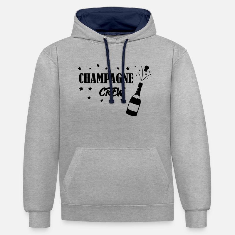 Équipage - Sweat à capuche contrasté - gris chiné/bleu marine