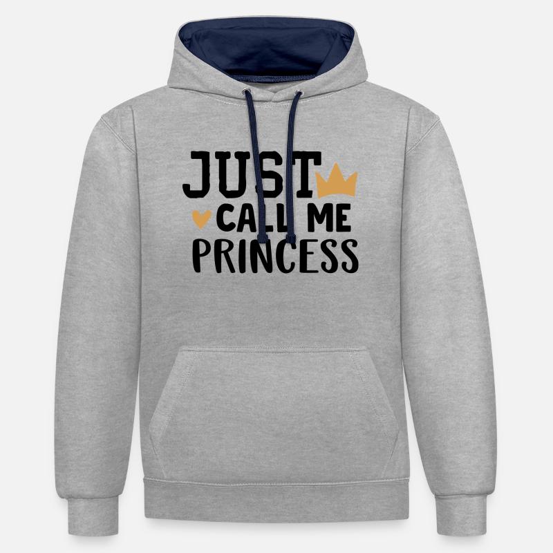Appelez-moi simplement princesse - Sweat à capuche contrasté - gris chiné/bleu marine