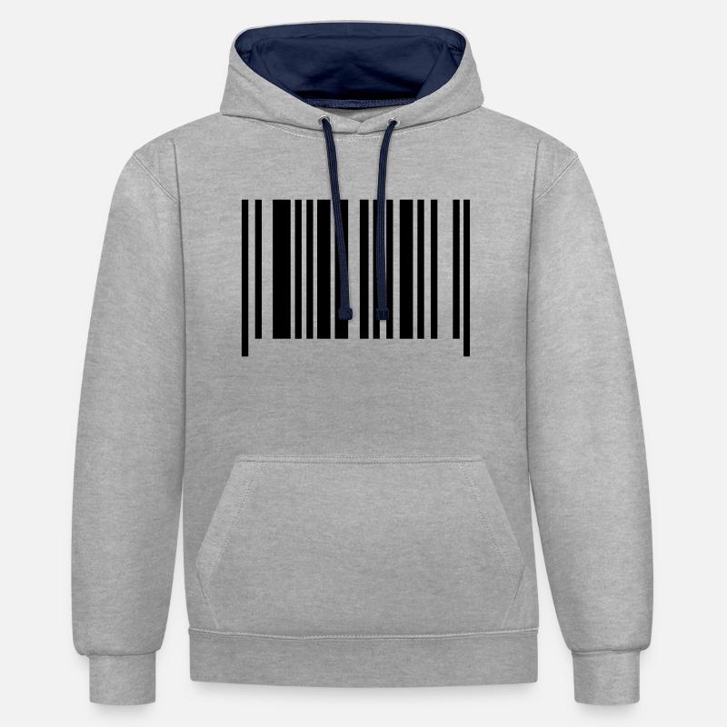 barcode - Kontrast-Hoodie - Grau meliert/Navy